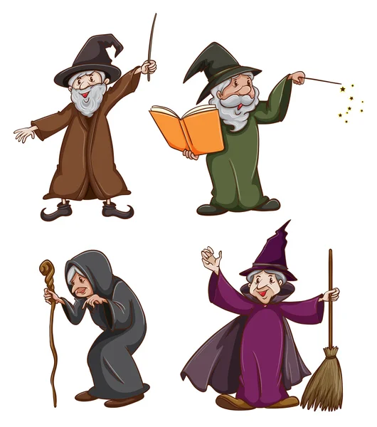 Witch and wizard — Stock Vector