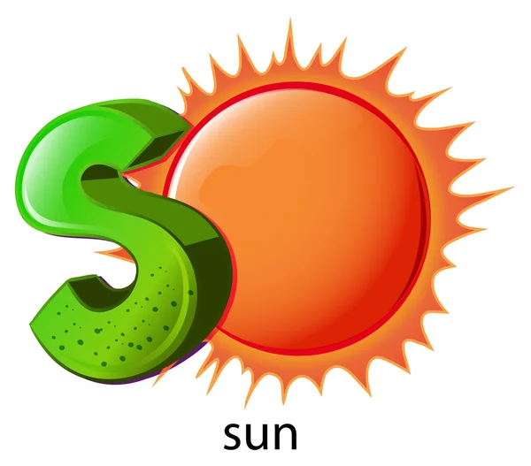 Una letra S de sol — Vector de stock