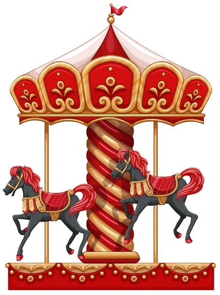 A carousel ride with horses — Stock Vector