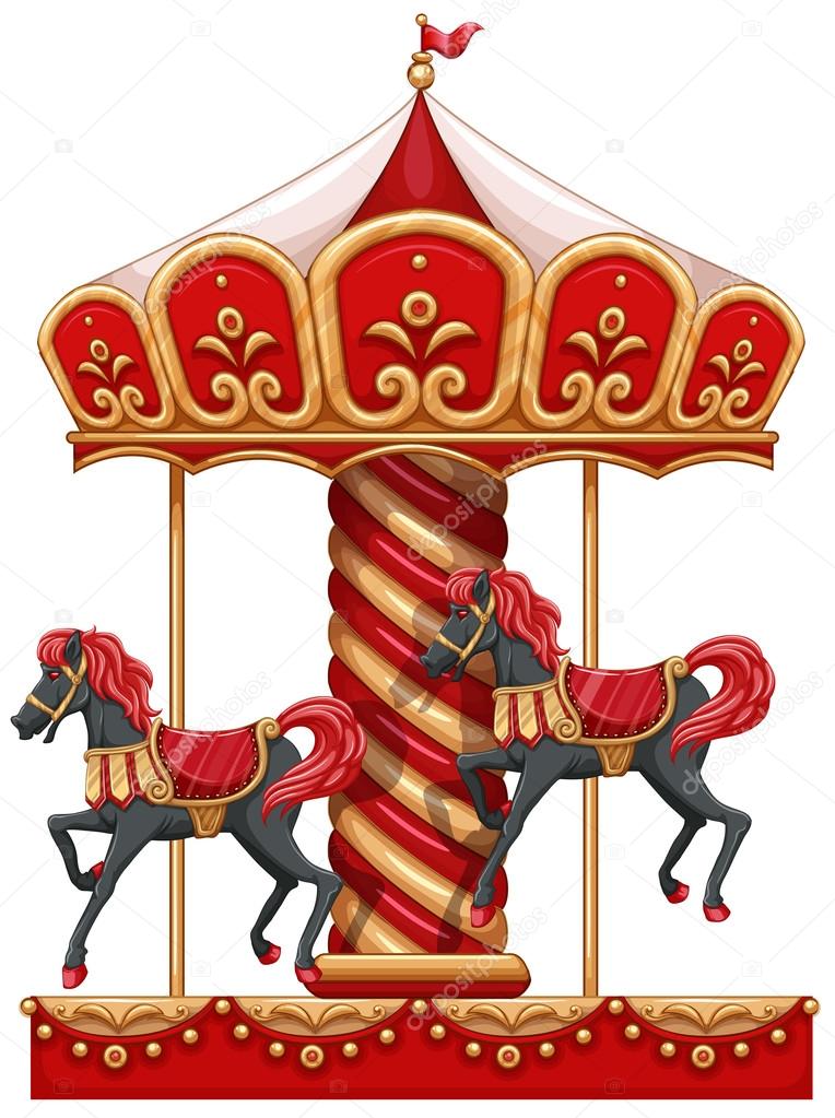 A carousel ride with horses