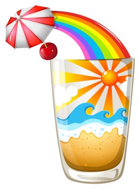 A glass with a summer template clipart