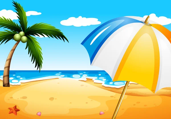 A beach with an umbrella — Stock Vector
