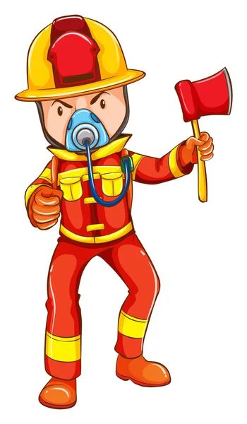 A simple coloured sketch of a fireman — Stock Vector