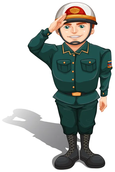 Egy katona néhány tiszteletadásban — Stock Vector