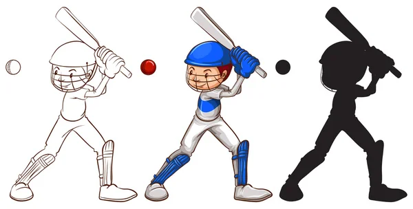 Bocetos de un hombre jugando béisbol — Vector de stock