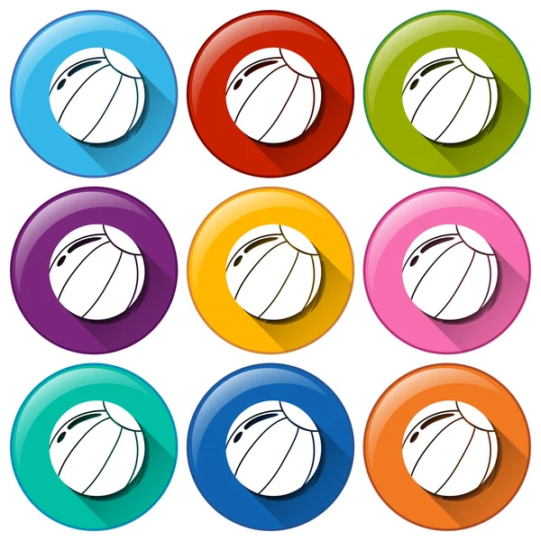 Round icons with balls — Stock Vector