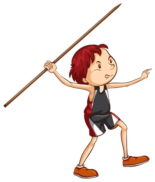 Un semplice schizzo di un ragazzo che gioca con il bastone — Vettoriale Stock