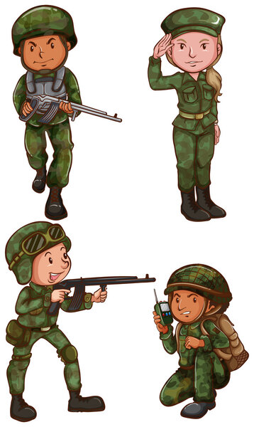 Simple sketches of a soldier Stock Illustration