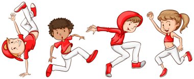 Basit bir kroki kırmızı dansçıların