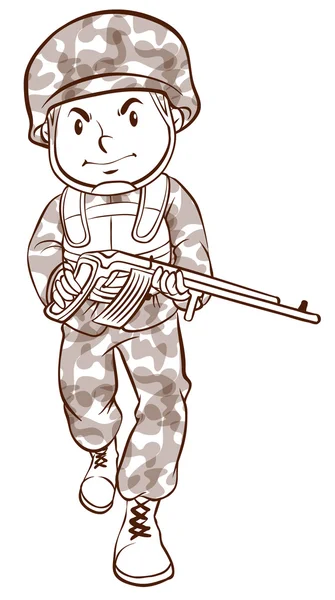 Eine einfache Zeichnung eines Soldaten — Stockvektor