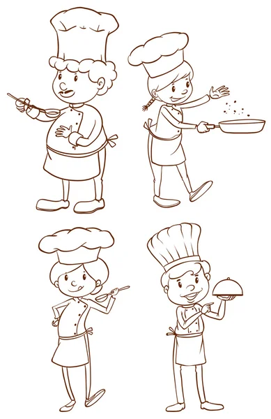 Simple plain sketches of the chefs — Stock Vector