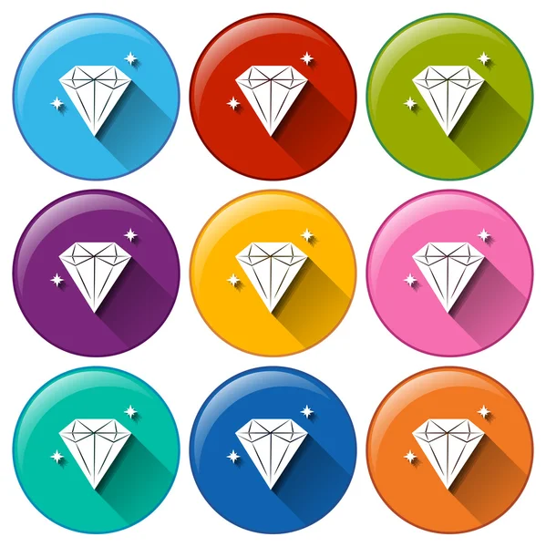 Ronde pictogrammen met diamanten — Stockvector