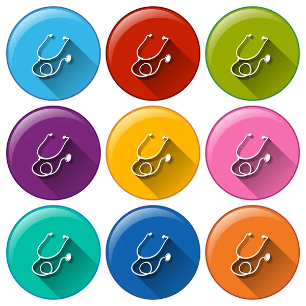 Round buttons with stethoscopes — Stock Vector