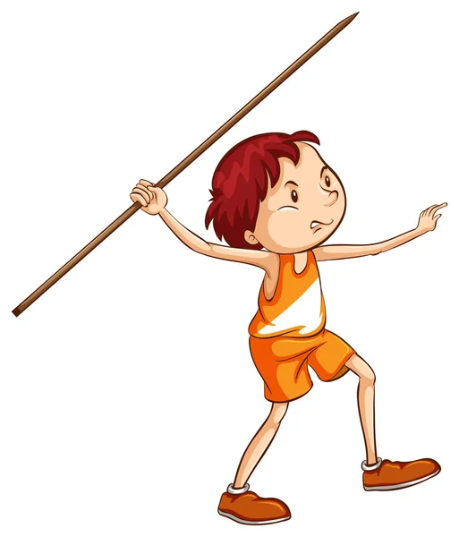 A coloured sketch of a boy holding a stick — Stock Vector