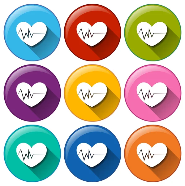 Round icons with hearts — Stock Vector
