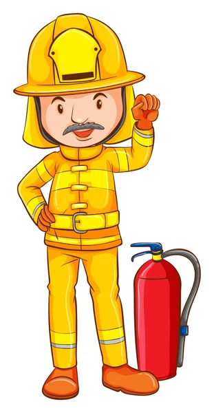 Un dibujo coloreado de un bombero — Vector de stock