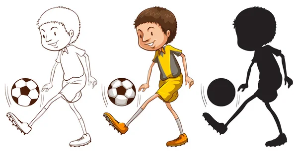 Σκίτσα ενός ποδοσφαιριστή σε διάφορα χρώματα — Διανυσματικό Αρχείο