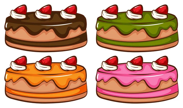 Jednoduché barevné skici dortíky — Stockový vektor
