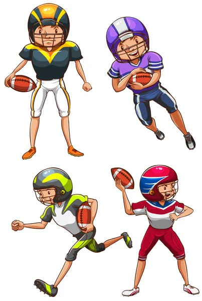 Prosty szkic kolorowych zawodników futbolu amerykańskiego — Wektor stockowy