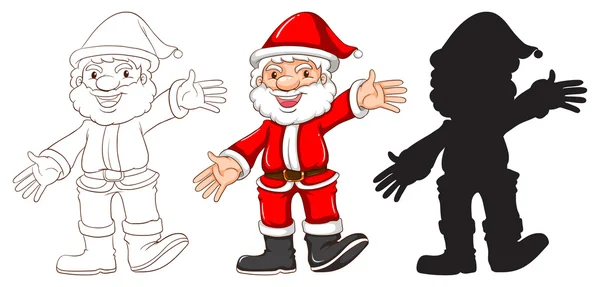 Skizzen von Weihnachtsmännern in drei verschiedenen Farben — Stockvektor