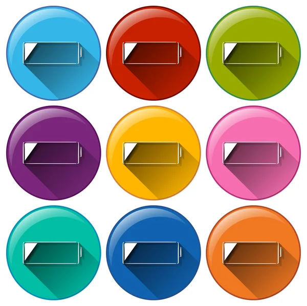 Round icons with batteries — Stock Vector