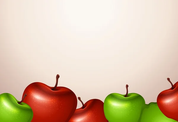 Una plantilla con manzanas rojas y verdes — Vector de stock