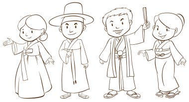 Asya insanlar düz bir kroki