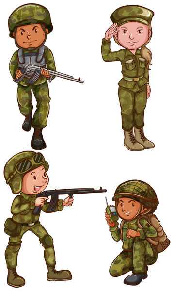 Simple sketches of the soldiers