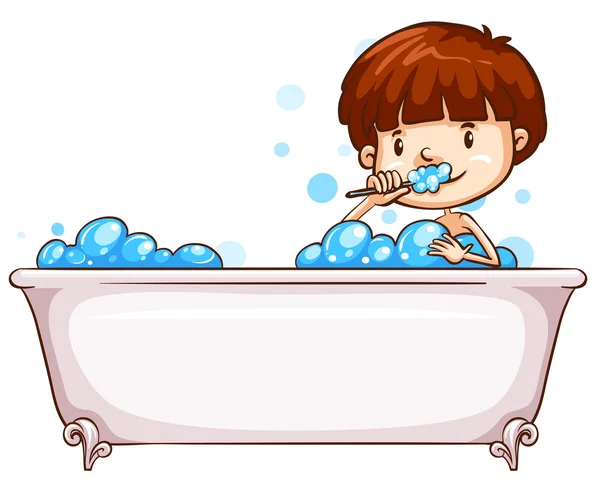 入浴の少年の簡単なスケッチ — ストックベクタ
