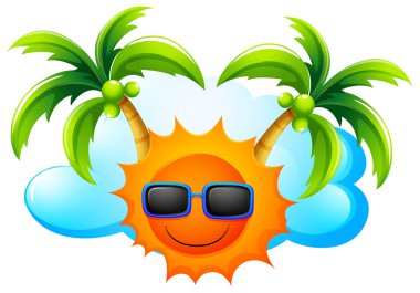 A sunny weather with coconut trees clipart