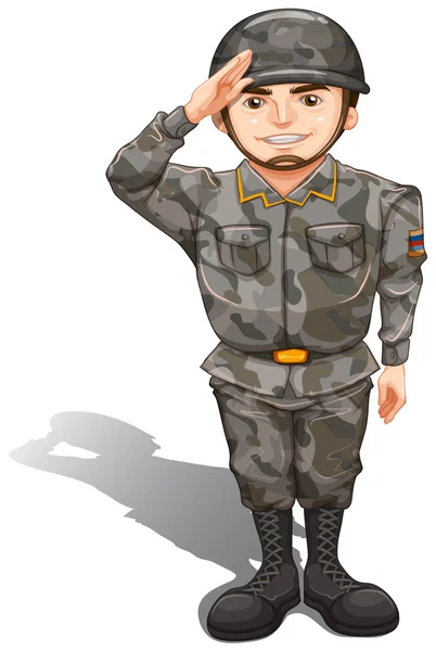 A brave soldier showing a hand respect — Stock Vector