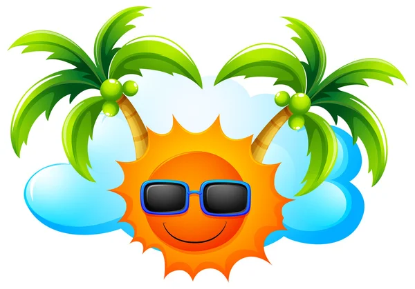 Slunečné počasí s kokosovými palmami — Stockový vektor