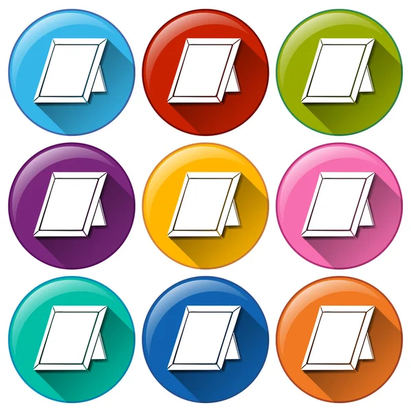 Round icons with picture frames — Stock Vector