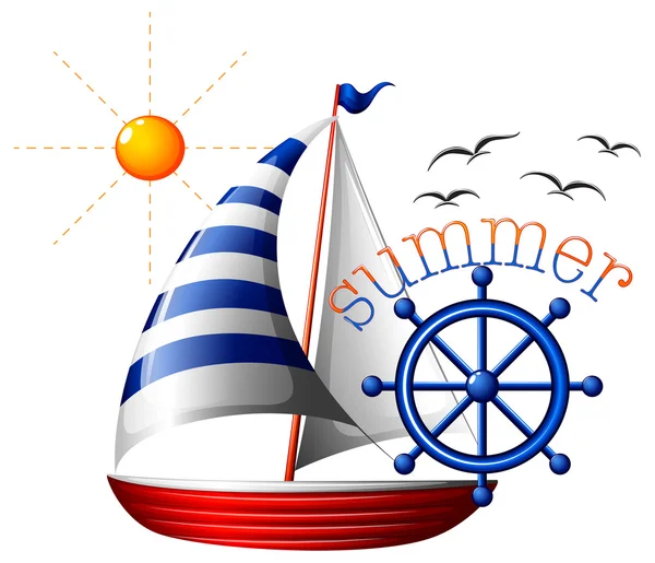 Eine Sommervorlage mit einem Boot — Stockvektor