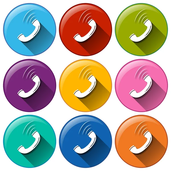 Runde Symbole, die einen Telefonhörer zeigen — Stockvektor