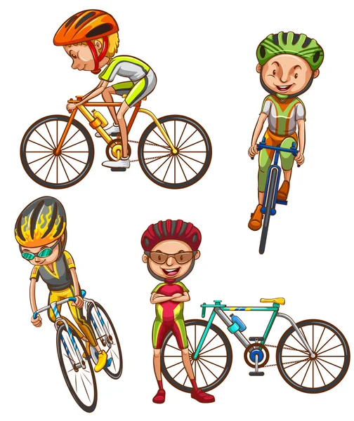 Un croquis coloré des cyclistes — Image vectorielle