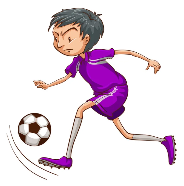 Um jogador de futebol com um uniforme violeta — Vetor de Stock