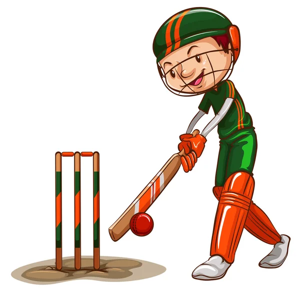 Un jugador de cricket masculino — Vector de stock