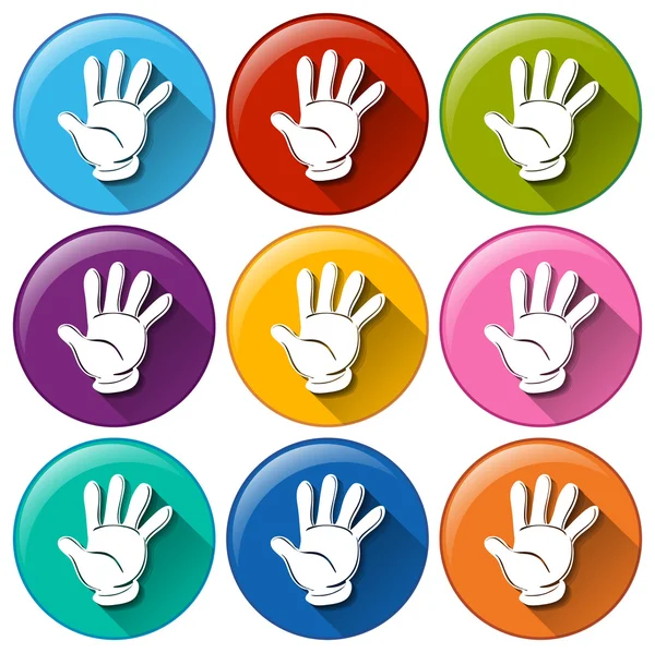 Round icons with hands — Stock Vector