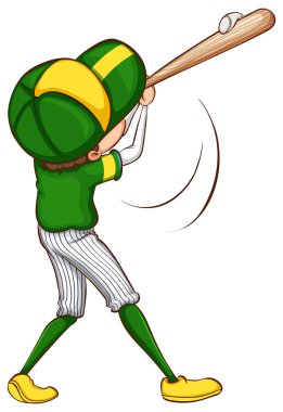 A sketch of a baseball player in green uniform clipart