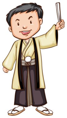 Asya bir kostüm giyen bir adam çizimi