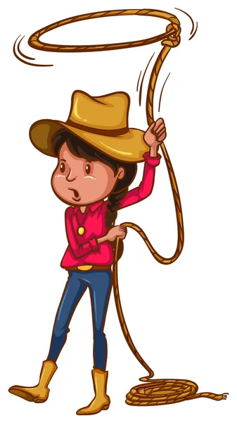 A coloured drawing of a cowgirl — Stock Vector