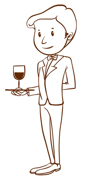 Ένα απλό σκίτσο του σερβιτόρου — Διανυσματικό Αρχείο