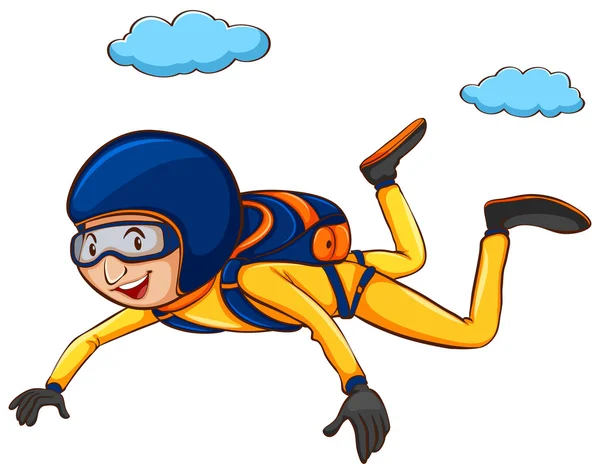 A simple sketch of a man sky diving — Stock Vector