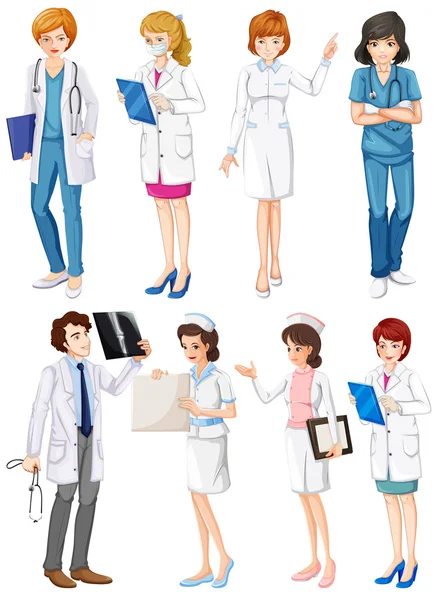 Médicos y enfermeras — Vector de stock