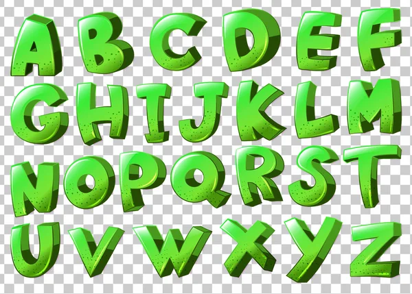 Letters of the alphabet in green color — Stock Vector