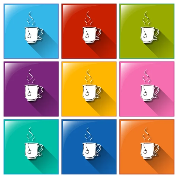 Buttons with hot tea — Stock Vector