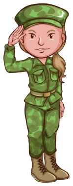 A sketch of a female soldier clipart
