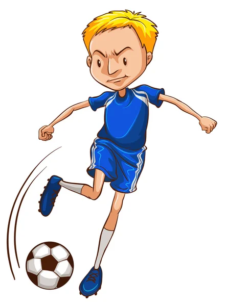 Un futbolista con uniforme azul — Vector de stock