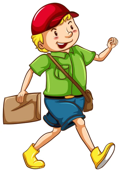 A drawing of a happy postman — Stock Vector